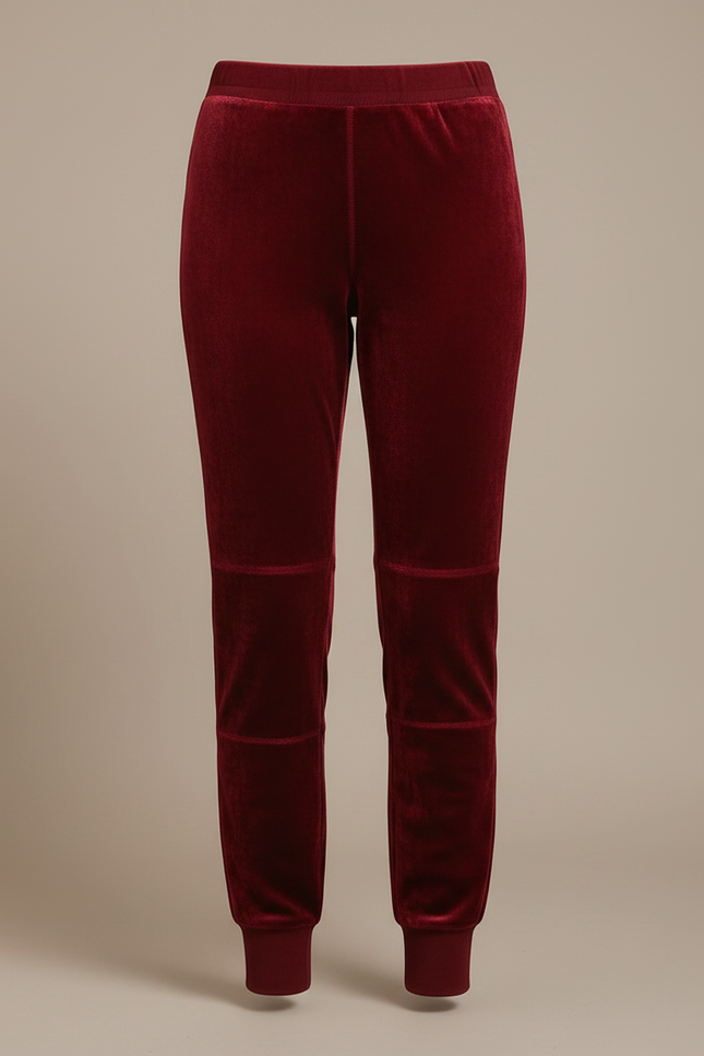 Pantalon Velours Bordeaux Jambes Fuselées Doux Hiver - vue 3