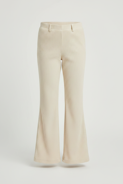 Pantalon Velours Beige Côtelé Évasé Confortable Fille - Cordé - vue 3