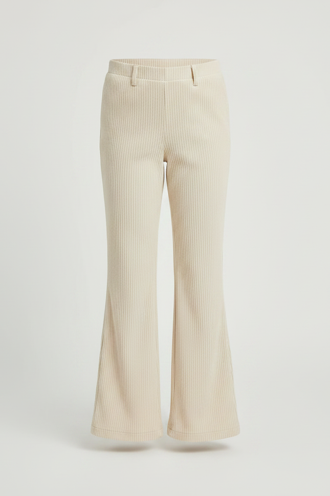 Pantalon Velours Beige Côtelé Évasé Confortable Fille - Cordé - vue 3