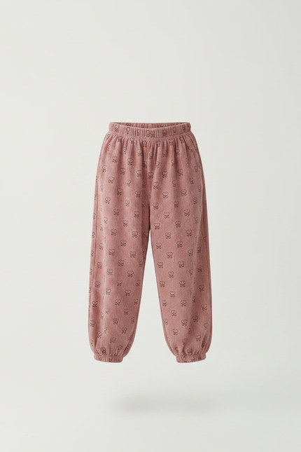 Pantalon Velours Bebe Fille - Rose Cordé - vue 3