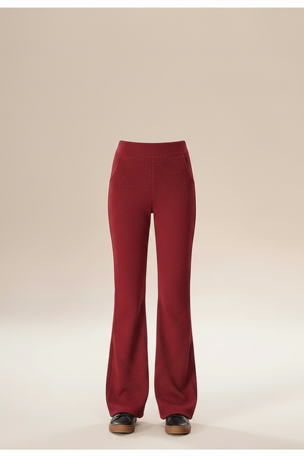 Pantalon Velours Rouge Évasé Pailleté Confortable Fille - Bordeaux - vue 3