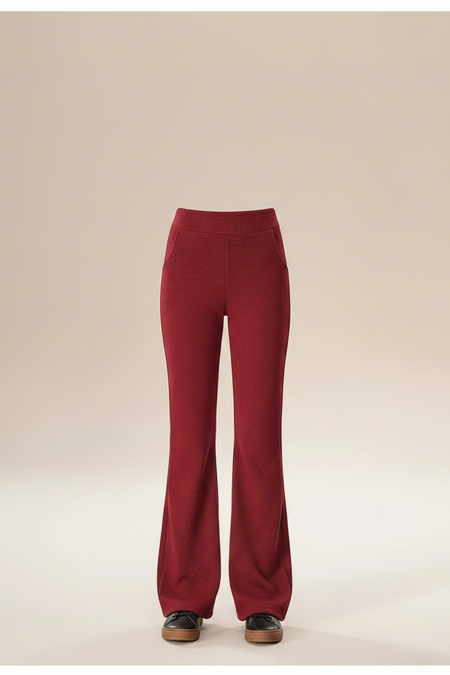 Pantalon Velours Rouge Évasé Pailleté Confortable Fille - Bordeaux - vue 3