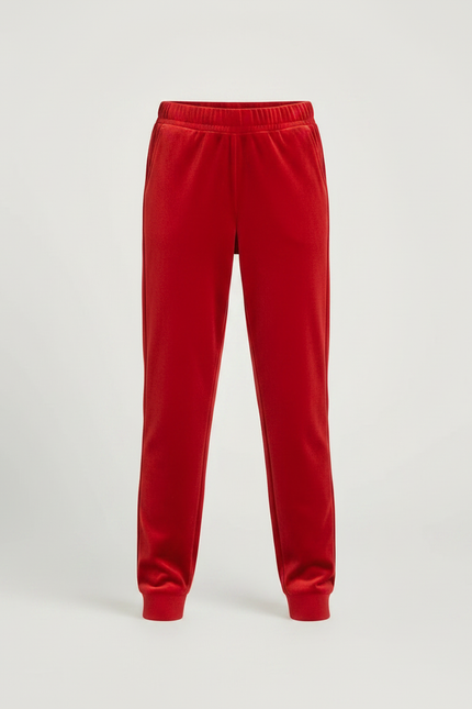 Pantalon Velours Rouge Jogging Enfant Doux Confortable - vue 3