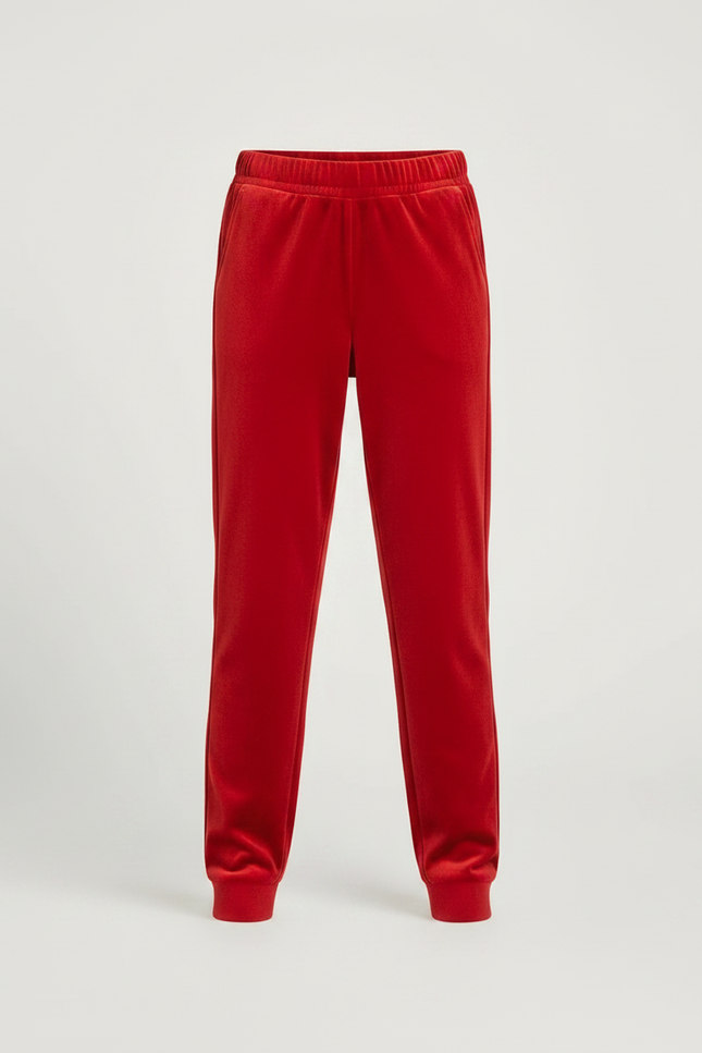 Pantalon Velours Rouge Jogging Enfant Doux Confortable - vue 3