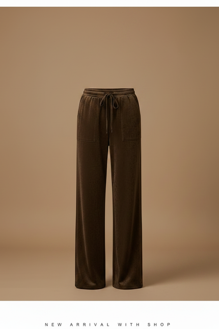 Pantalon Velours Marron Large Doux Décontracté Femme - vue 3