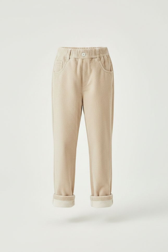 Pantalon Velours Beige Côtelé Ample Doublé Enfant - Cordé - vue 3
