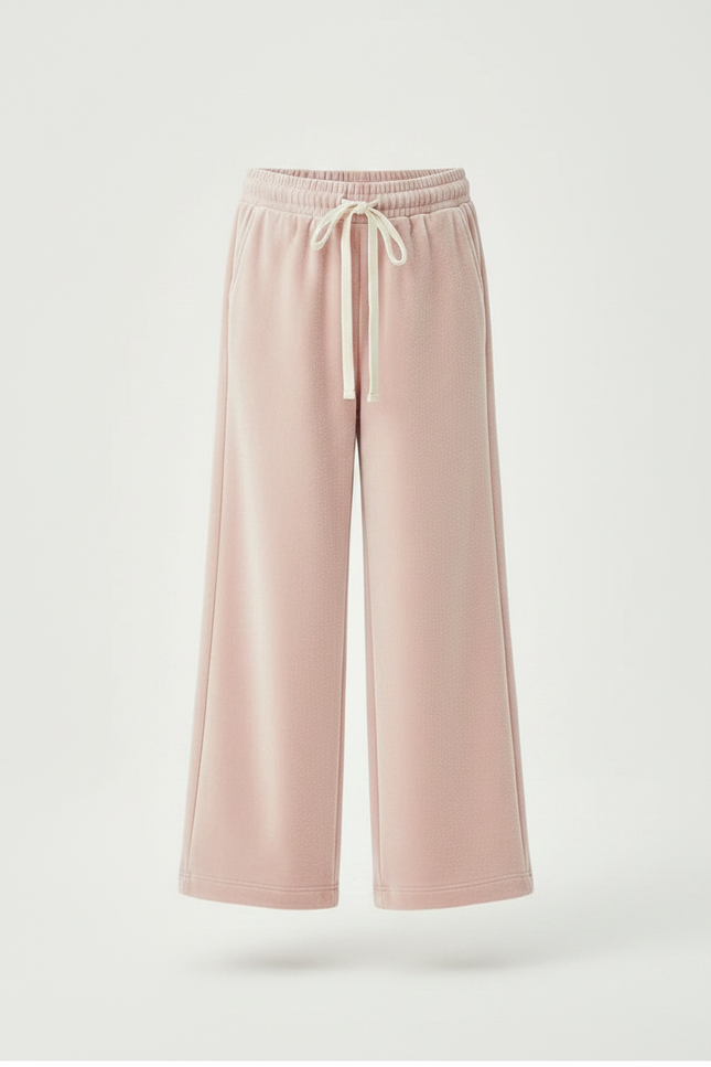 Pantalon Velours Rose Doux Large Confortable Fille - vue 3