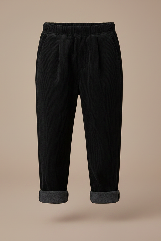 Pantalon Velours Noir Côtelé Ample Hiver Enfant - Cordé - vue 3