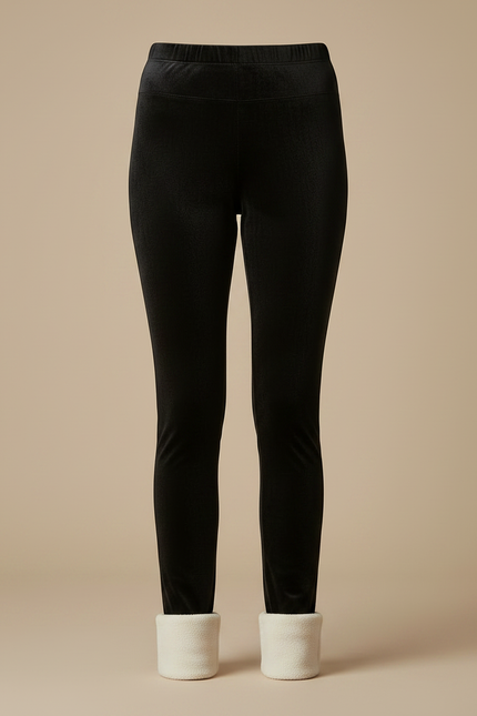 Pantalon Velours Noir Slim Doublé Polaire Femme - vue 3
