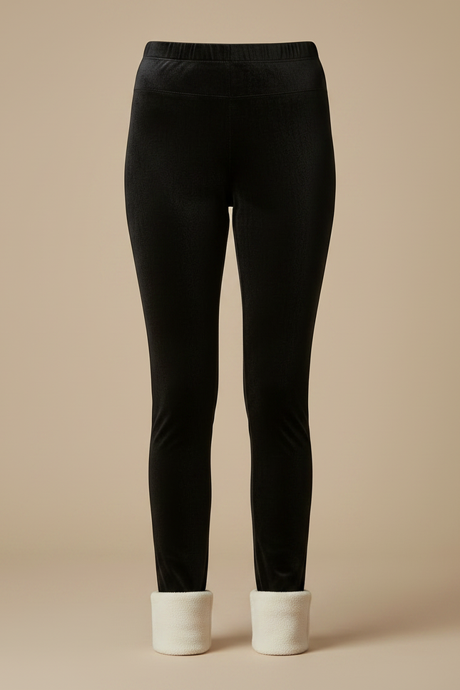 Pantalon Velours Noir Slim Doublé Polaire Femme - vue 3