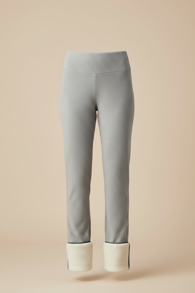 Pantalon Velours Gris Molletonné Chaud Femme Doux - vue 3