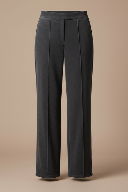 Pantalon Velours Gris Côtelé Ample Taille Haute Fluide - Cordé - vue 3