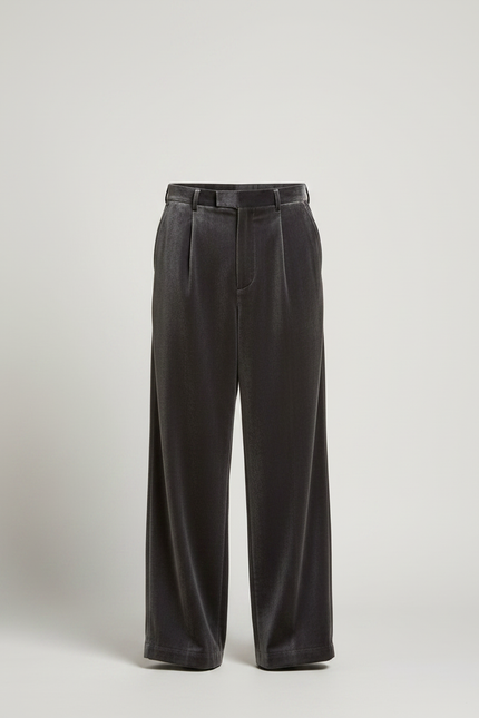 Pantalon Velours À Pinces Homme - Gris - vue 3