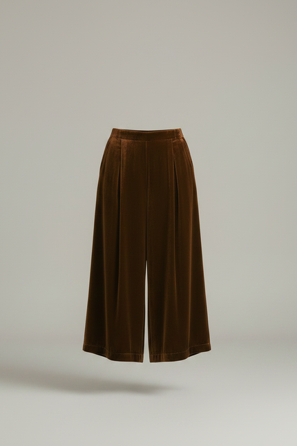 Pantalon Velours Marron Ample Élégant Confortable Femme - vue 3