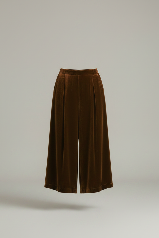 Pantalon Velours Marron Ample Élégant Confortable Femme - vue 3