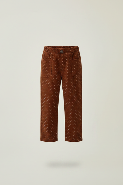 Pantalon Velours Marron Points Blancs Ample Enfant - Cordé - vue 3