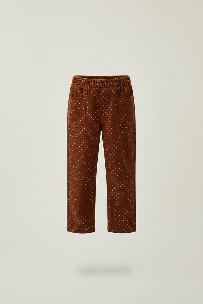 Pantalon Velours Marron Points Blancs Ample Enfant - Cordé - vue 3
