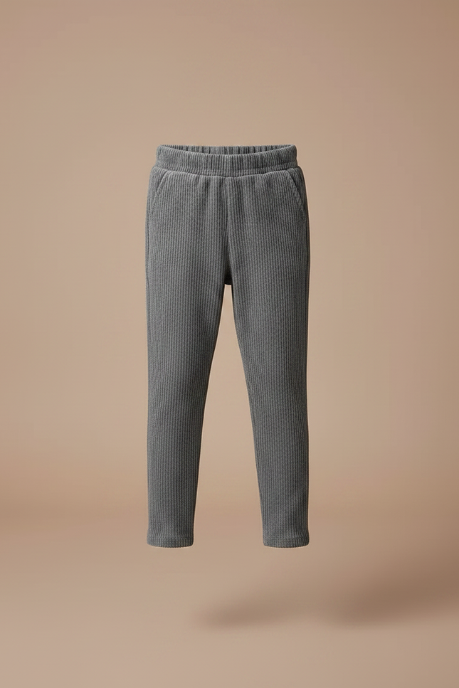 Pantalon Velours Côtelé Gris Slim Enfant - Cordé - vue 3