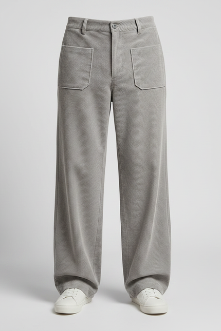 Pantalon Velour Cargo Homme - Gris Cordé - vue 3
