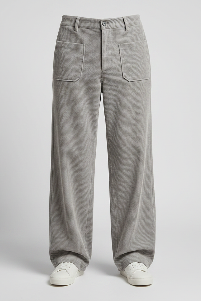 Pantalon Velour Cargo Homme - Gris Cordé - vue 3