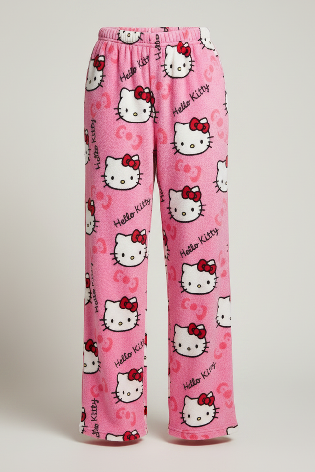 Pantalon Velours Rose Hello Kitty Chaud Ample Femme - vue 3