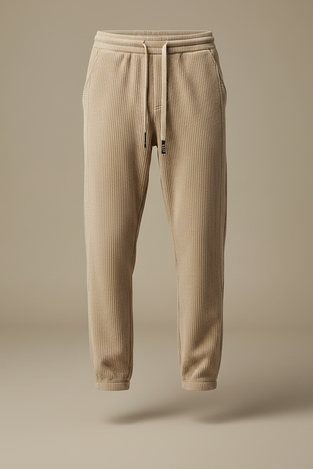 Pantalon Velours Côtelé Beige Décontracté Homme Ample - Cordé - vue 3