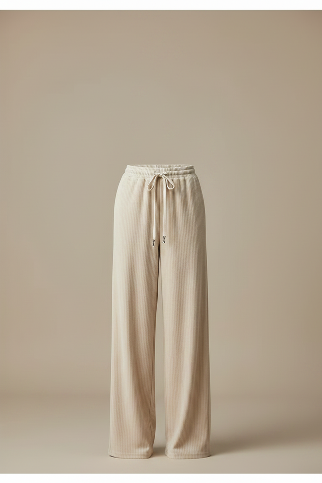 Pantalon Velours Femme Beige Large Côtelé Fin - Cordé - vue 3