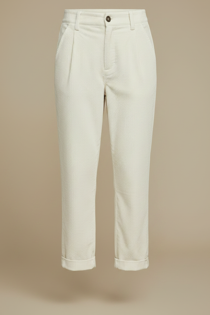 Pantalon Velours Femme Blanc - Cordé - vue 3