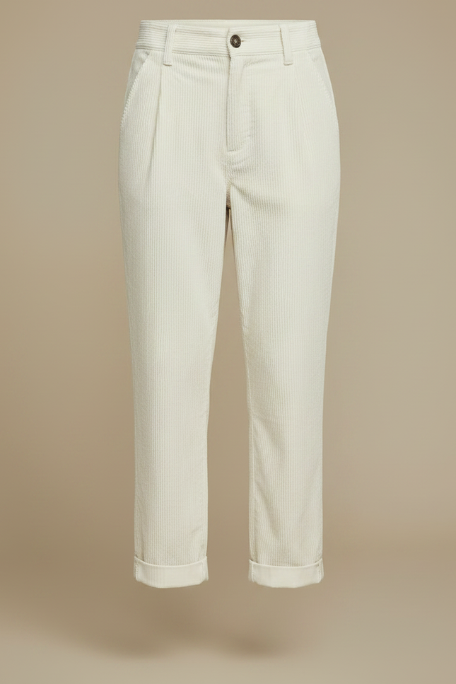 Pantalon Velours Femme Blanc - Cordé - vue 3
