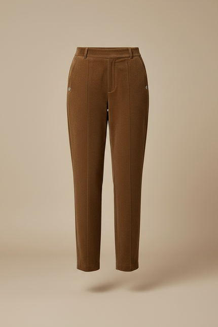 Pantalon Fuseau Velours Chasse - Marron Cordé - vue 3
