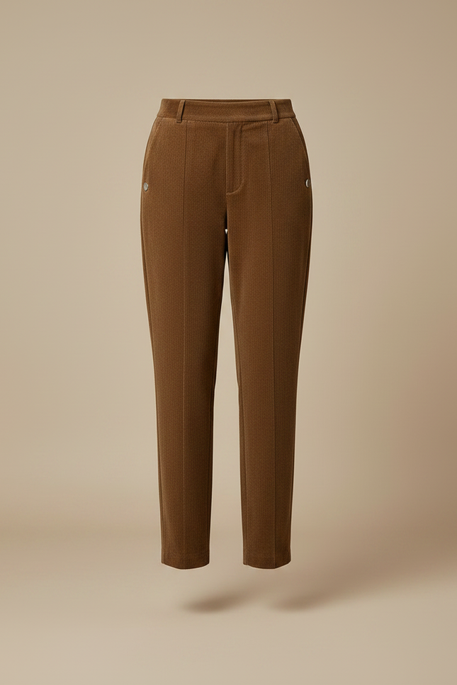 Pantalon Fuseau Velours Chasse - Marron Cordé - vue 3