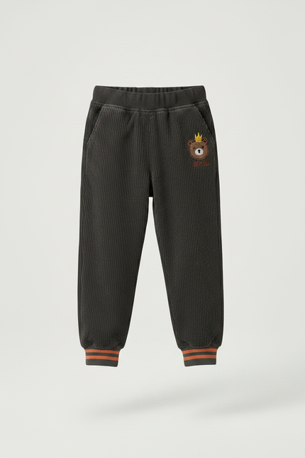 Pantalon Velours Côtelé Gris Décontracté Ours Enfant - Cordé - vue 3