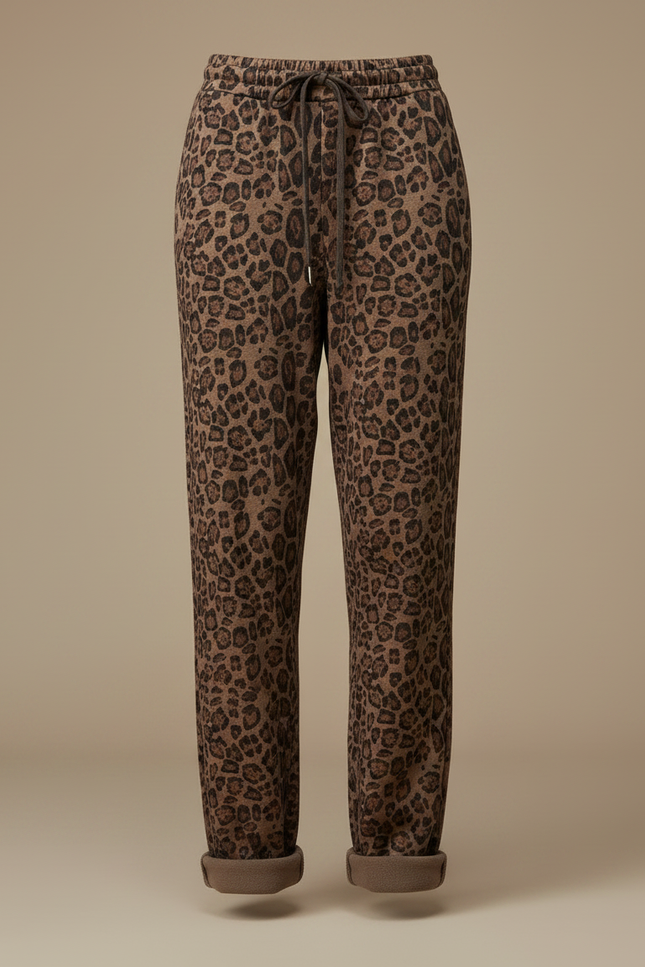 Pantalon Velours Léopard Marron Ample Confortable Femme - vue 3