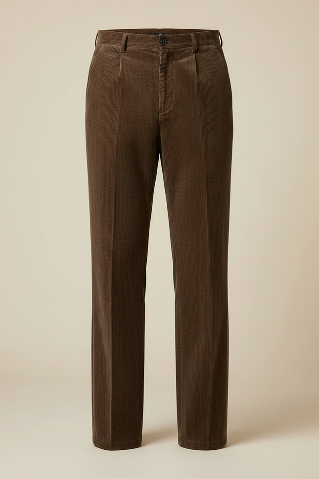 Pantalon Taille Haute Velours Cotelé - Marron Cordé - vue 3