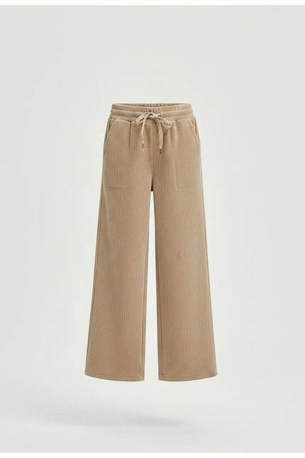 Pantalon Velours Beige Côtelé Large Décontracté Fille - Cordé - vue 3