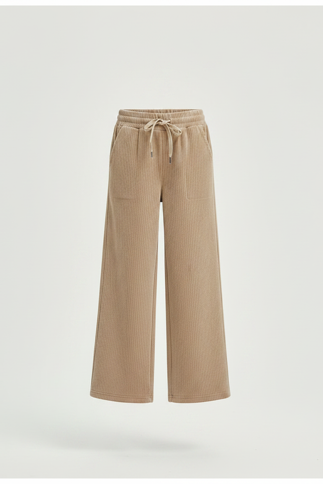 Pantalon Velours Beige Côtelé Large Décontracté Fille - Cordé - vue 3
