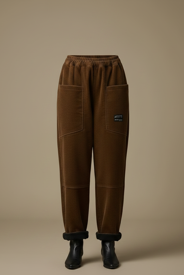 Pantalon Velours Femme Marron Baggy - Cordé - vue 3