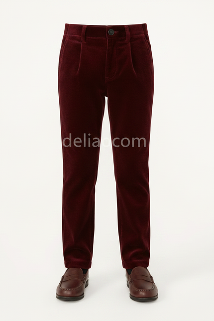 Pantalon Velours Bordeaux Droit Enfant Élégant - vue 3