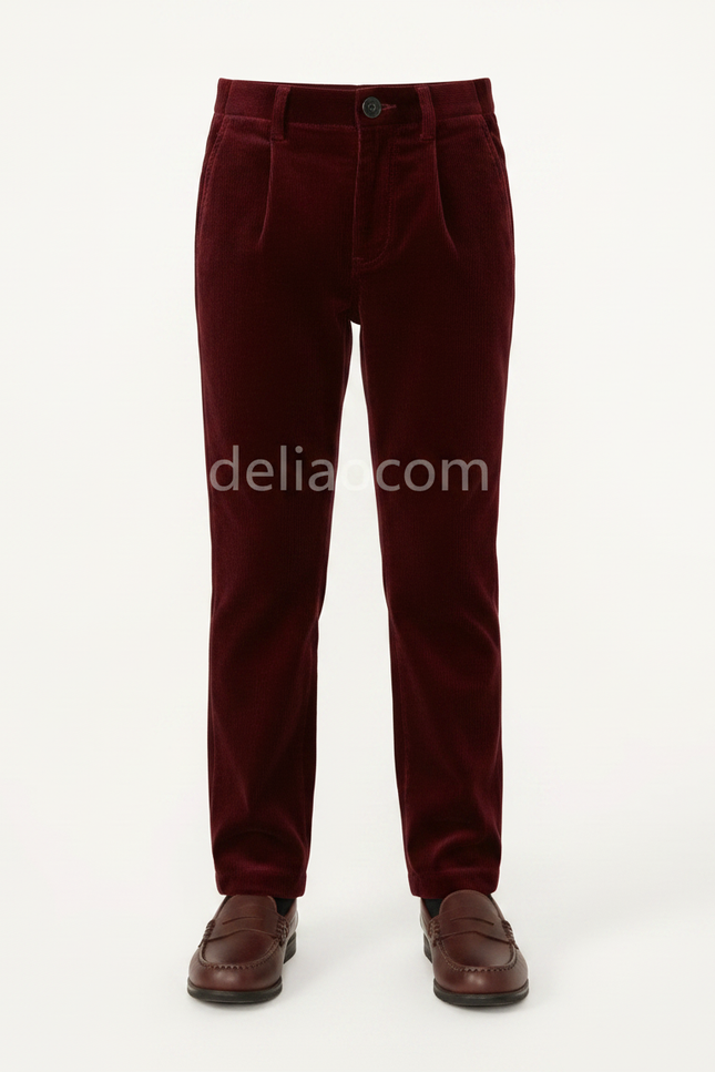 Pantalon Velours Bordeaux Droit Enfant Élégant - vue 3