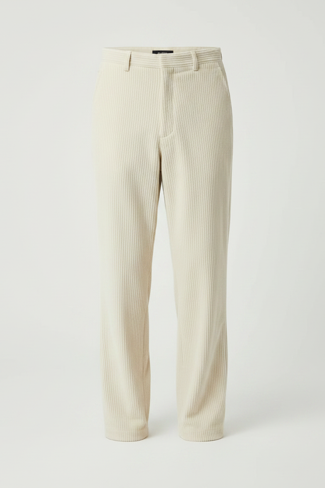 Pantalon Velours Côtelé Crème Ample Décontracté Homme - Beige Cordé - vue 3