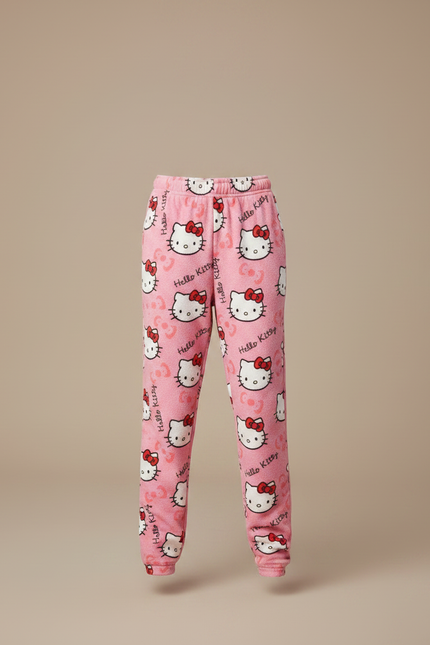 Pantalon Velours Rose Hello Kitty Ample Confortable Enfant - Molleton - vue 3
