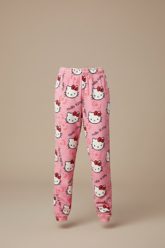 Pantalon Velours Rose Hello Kitty Ample Confortable Enfant - Molleton - vue 3