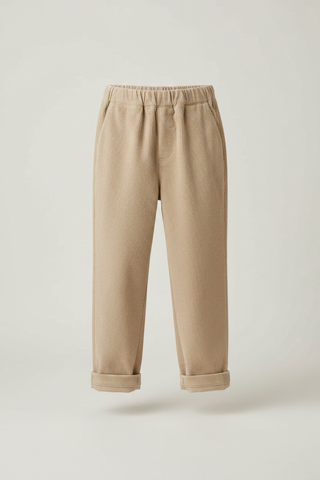 Pantalon Velours Taupe - Beige Cordé - vue 3