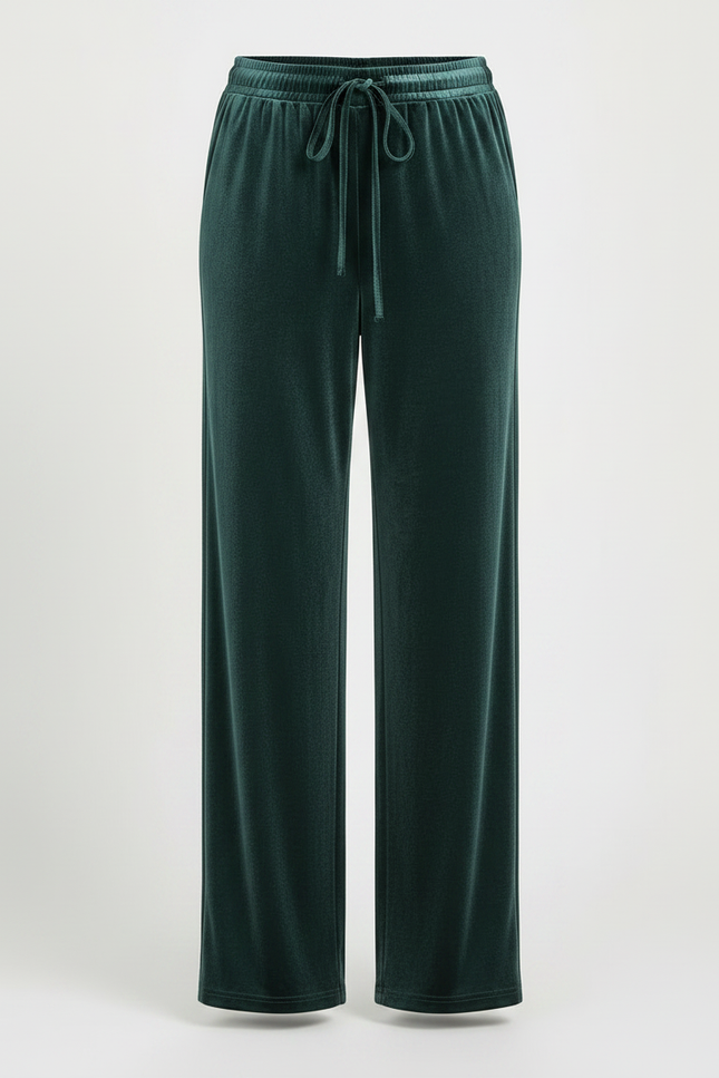 Pantalon Velours Vert Émeraude Droit Fluide Femme - vue 3