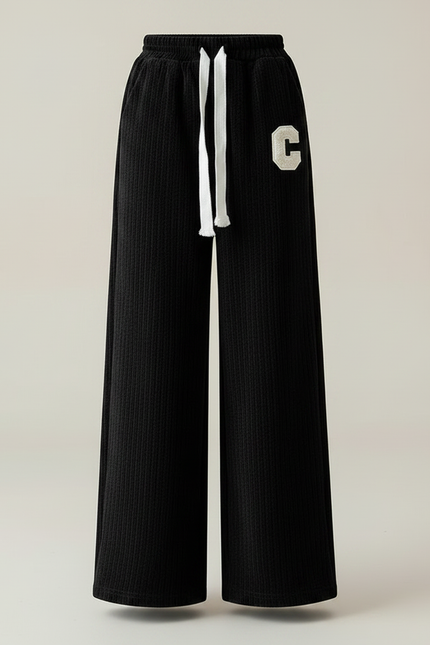 Pantalon Velours Noir Côtelé Ample Lettre C - Cordé - vue 3