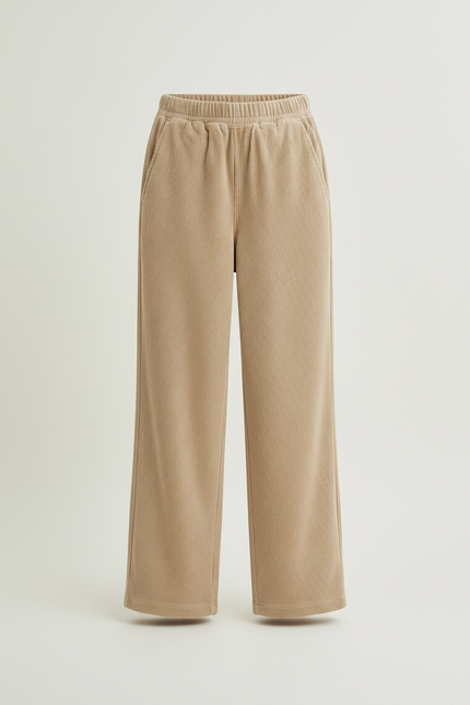 Pantalon Velours Côtelé Ample Décontracté Beige Enfant - Cordé - vue 3
