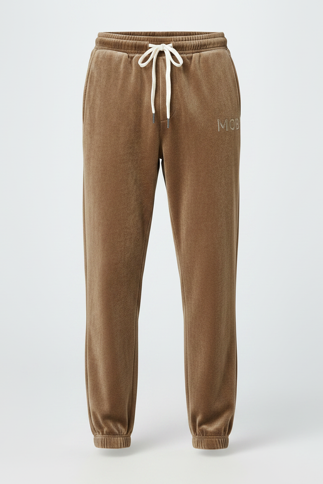 Pantalon Velours Marron Délavé Ample Sport Homme - Camel - vue 3