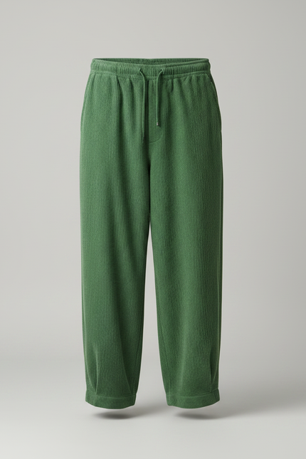 Pantalon Velours Vert Côtelé Ample Décontracté Homme - Cordé - vue 3