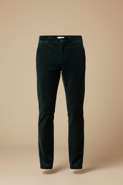 Pantalon Velours Vert Émeraude Droit Homme Élégant - vue 3