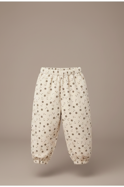 Pantalon Velours Beige Ample Imprimé Floral Enfant - Cordé - vue 3